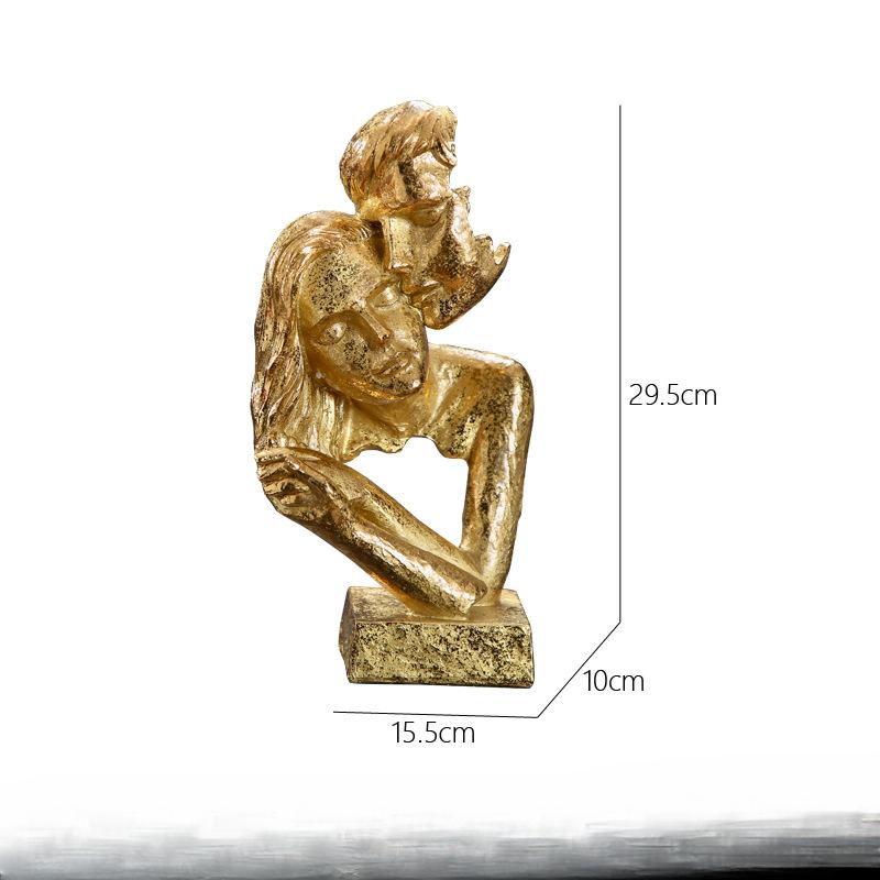 European Couple Golden Mask Ornaments Silence Is Gold Resin Craft Office Desk Cabinet Home Decoration