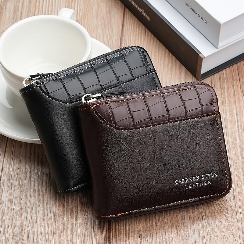Pu Leather Men‘s Wallet Luxury Mens Purse Male Zipper Card Holders With Coin Pocket Rfid Wallets Gifts For Men Money Bag