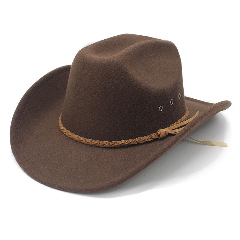 New one-word white woolen hat Western cowboy top hat Men's and women's hats Top hat Felt hat