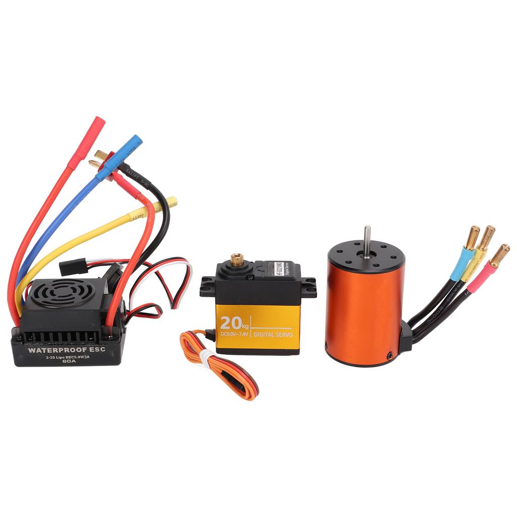 3650 3900KV Brushless Motor 60A ESC 20kg Steering Gear Set Upgraded Waterproof for 110RC Remote