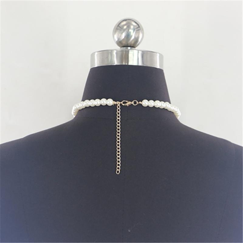 Luxurious Artificial Pearls Chest Chain for Women Front Chest Chain Bikini Chain Necklace Evening Party Body Jewellery