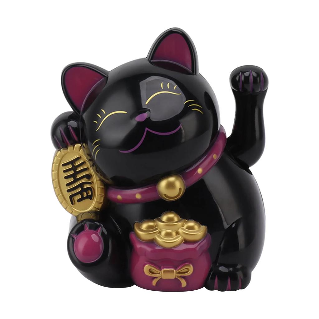 5.5in Electric Waving Arm Fortune Cat Decorative Cute Plastic Cat Ornaments for Cashier Desk Fortune Cat Decoration Fortune Cat