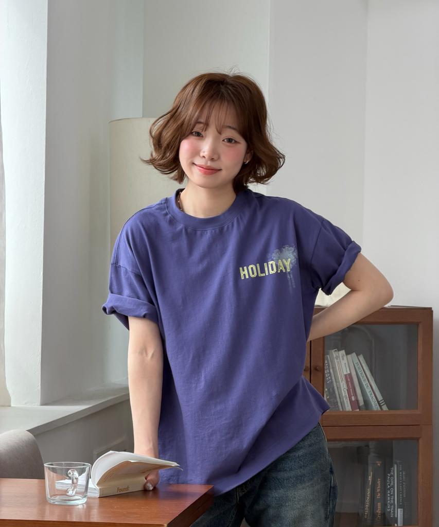 AMOU Holiday Half T-Shirts Purple