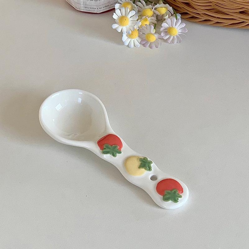 1Pcs Cute Underglaze Ceramic Spoon INS Long Handle Perfect For Home Dessert Spoon Yogurt Oatmeal4