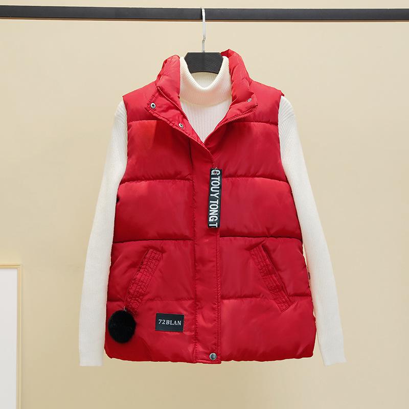 

Жилет женский короткий корейский осенне-зимний женский жилет майка женское пальто 2XL красный