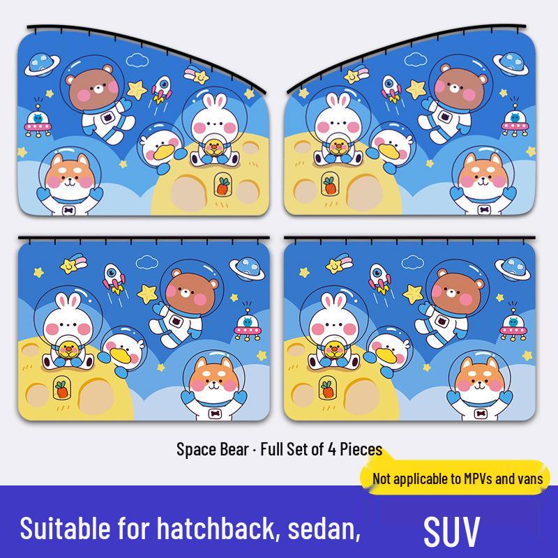 Car Sunshade Curtains: Blackout, Heat Insulation, Privacy, Cartoon Design