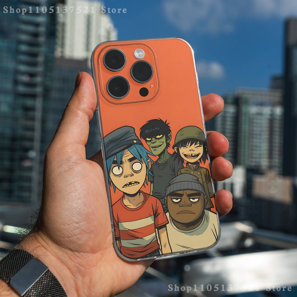 

band G-Gorillaz Phone Case For iPhone 16,15,17,12,13,14,11 Max,Pro,Plus,X,XS,XR,SE4,E Mini Transparent Cover iPhone15Plus