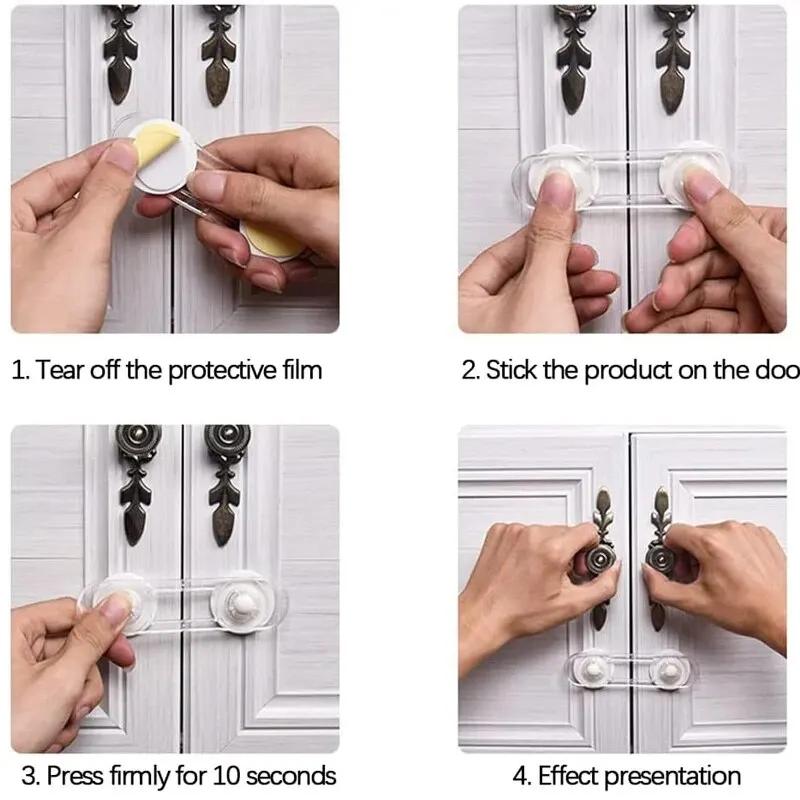 Multi-functional Baby Drawer Refrigerator Lock 5pcs Child Safety Lock Transparent Anti-Opening Soft Strap Safety Lock