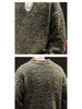 Retro Moss Green V-neck Loose Sweater for Men - Korean Style