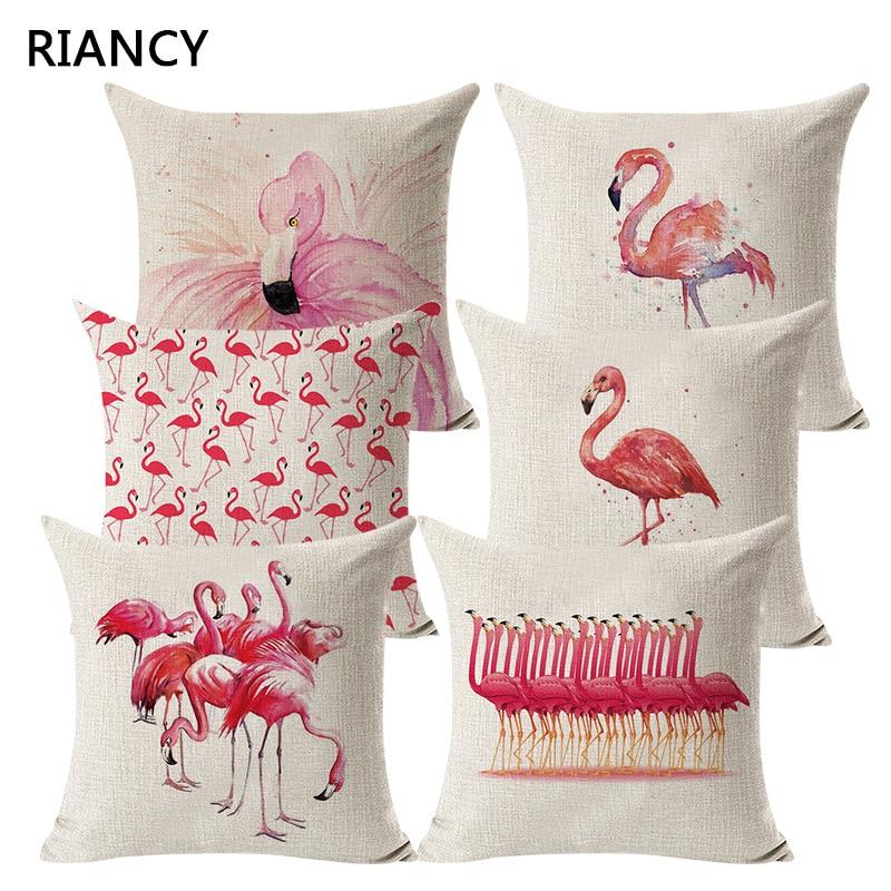 18'' Flamingo & Elk Cushion Cover Pillow Case Cotton Linen Sofa Car Home Decor 18'' Flamingo & Elk Cushion Cover Pillow Case Cotton Linen Sofa Car Home Decor