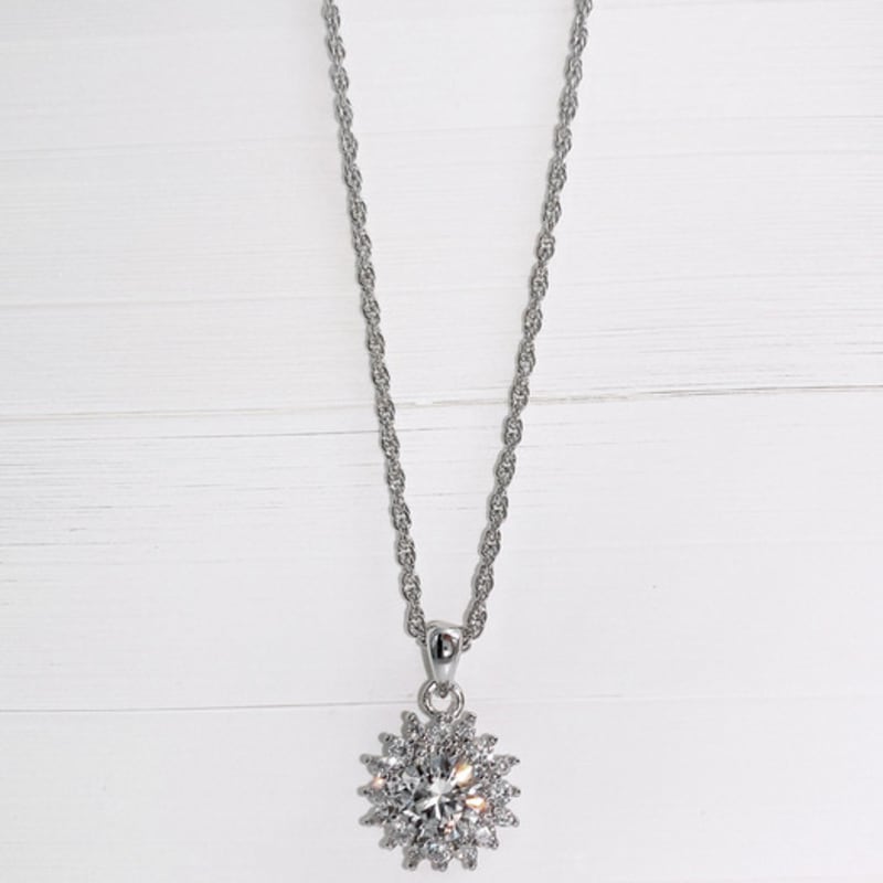 Ozel Silver925 Moissanite 1CT Halo Setting Necklace PS150N