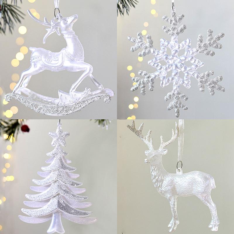 1Pcs Christmas Pendants Decoration Glitter Xmas Tree Snowflake Elk Candy Hanging Ornaments For Home New Year 2023 Navidad Gifts