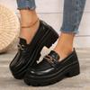 Ladies Shoes on Sale 2024 Fashion Slip on Women's Pumps Autumn Round Toe Chain Solid Dress Platform Chunky Heels Plus Size Shoes