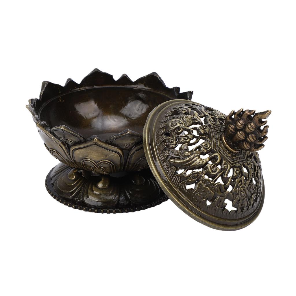 Incense Holder Vintage Zinc Copper Alloy Flower Shaped Incense Bowl Home Decoration