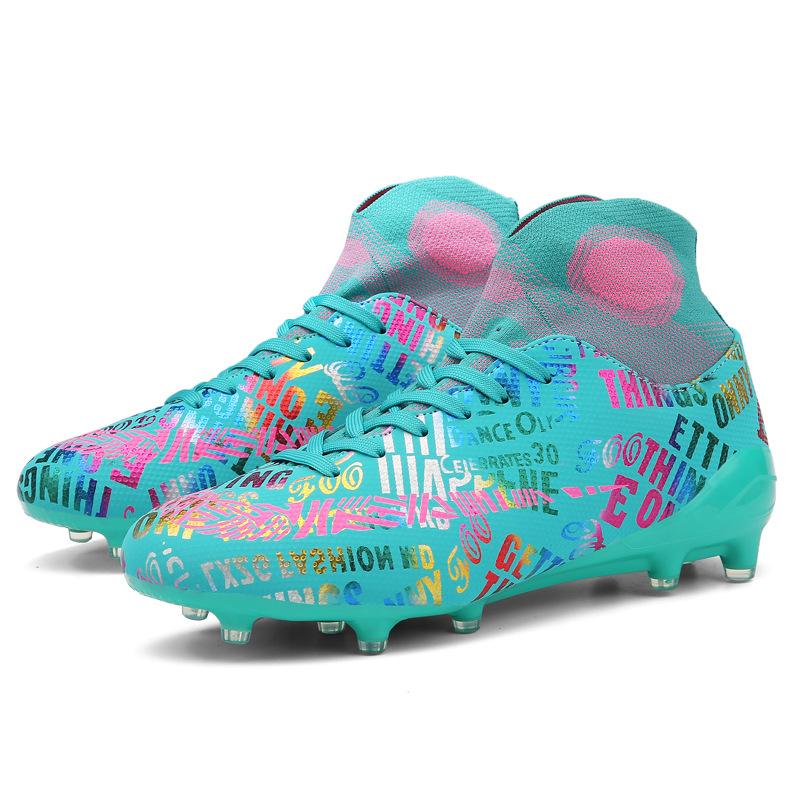 English Alphabet Mandarin Duck Football Shoes Men's High-top TF Broken Nails AG Long Nails Youth Children's Grass Competition Training Shoes