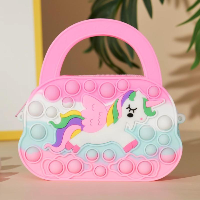 Unicorn Purses Handbag Fashion Fidgets Fashion Pop Purse Push Bubbles Fidget Toy Rainbow Wallet Ladies Bag Silica Bags for Girls