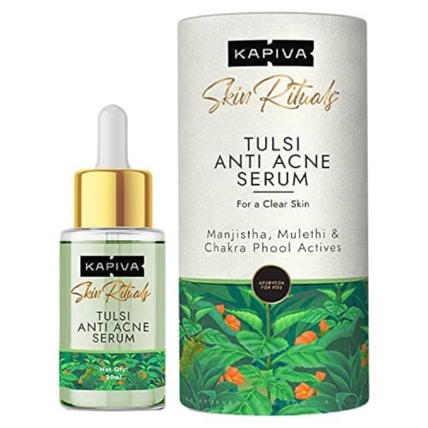 Kapiva Tulsi Anti-Acne Serum 30 ml | Ayurvedic Acne & Blemish Control | Herbal Skincare for Clear Skin