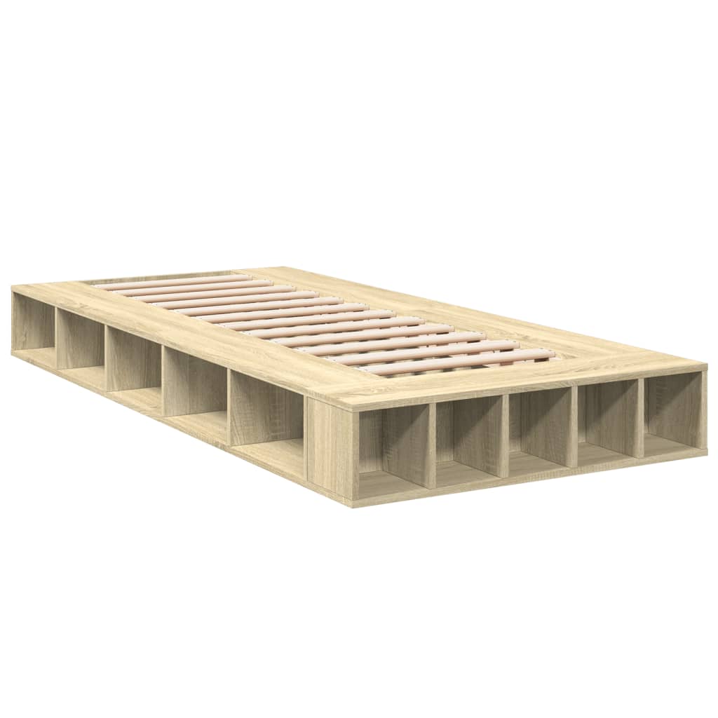 Bed Frame In Sonoma Oak Finish 100 X 200 Cm Engineered Wood