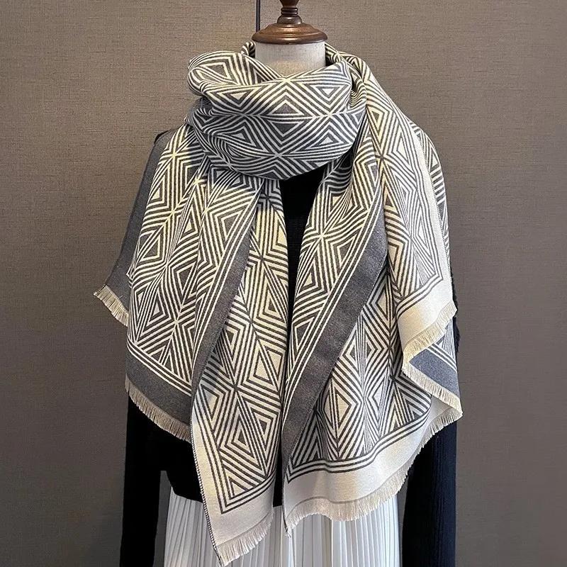 Nový Zimný Hrejivý Kašmírový Šál Dámsky Šál Pashmina Hrubý Šál Deka Bufanda Cestovný Šál Dámsky Vzorovaný Šál