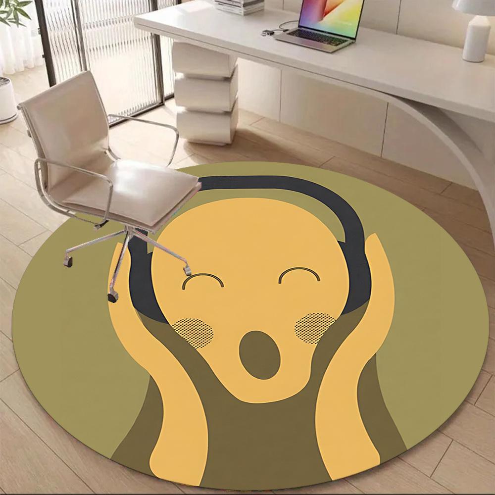 1pc Abstract Expression of Surprise Office Round Area Rug, Indoor Mat Suitable ForOffice, Under Office Chairs Bedroom Living Room Home Decor Room Deco