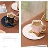 Berjaya Ceramic Star Moon Coffee Cup And Saucer With Spoon Set Golden Handle Porcelain Mug Afternoon Tea Juice And Water Drinks Cup (blue), 3 Piece
