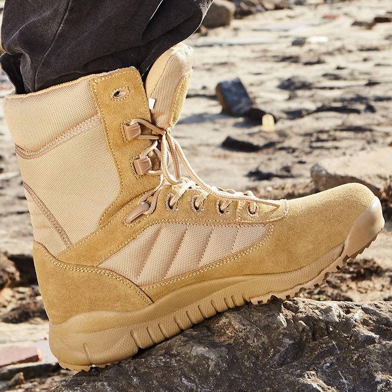 

Модные пустынные боевые ботинки на шнуровке, уличные походные ботинки, дышащие альпинистские ботинки, высокие, легкие, для мужчин 36