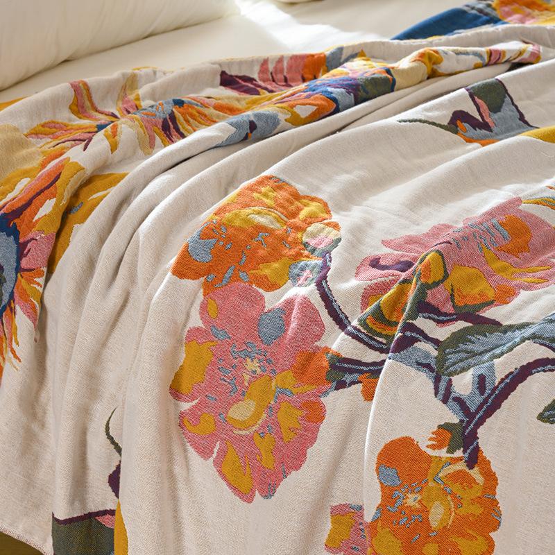 Four-layer gauze towel quilt, 100% cotton, vintage, Magpie