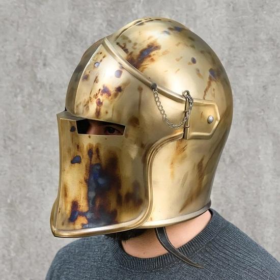 Medieval Barbuta Helmet 18 Gauge Steel Knight Armor Visored Commando Helmet for Cosplay, LARP Collectors Gift