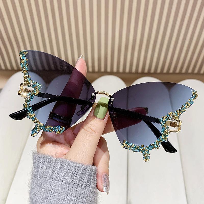 High-end Rhinestone Oversized Butterfly Sunglasses for Women, Sunshade Sunglasses, UV Protection Glasses