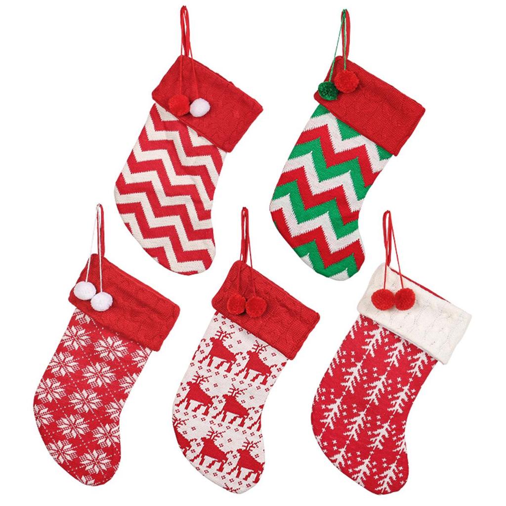 Red & White Reindeer Christmas Woolen Socks & Gift Bags for Kids