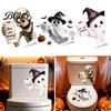 Waterproof Halloween Wall Stickers Toilet Sticker, Ghost And Skeleton Print Decals, PVC Easy Bathroom Decals Peel Stick Spooky Stickers, for