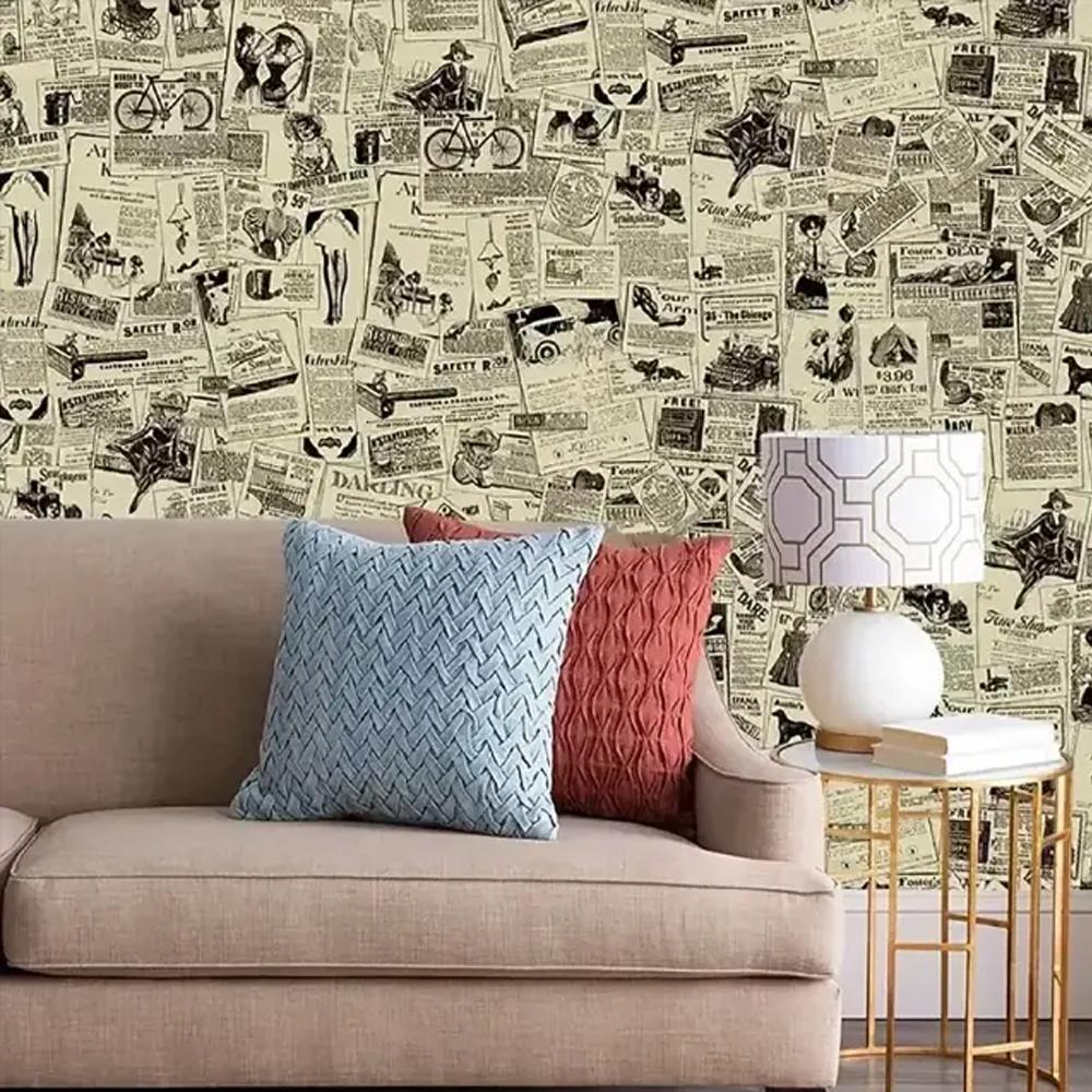 45cm Vintage Self-Adhesive Wallpaper Peel Stick Removable Retro Wall Decor for Bedroom HomeDIY Nostalgic Decoration wall sticker