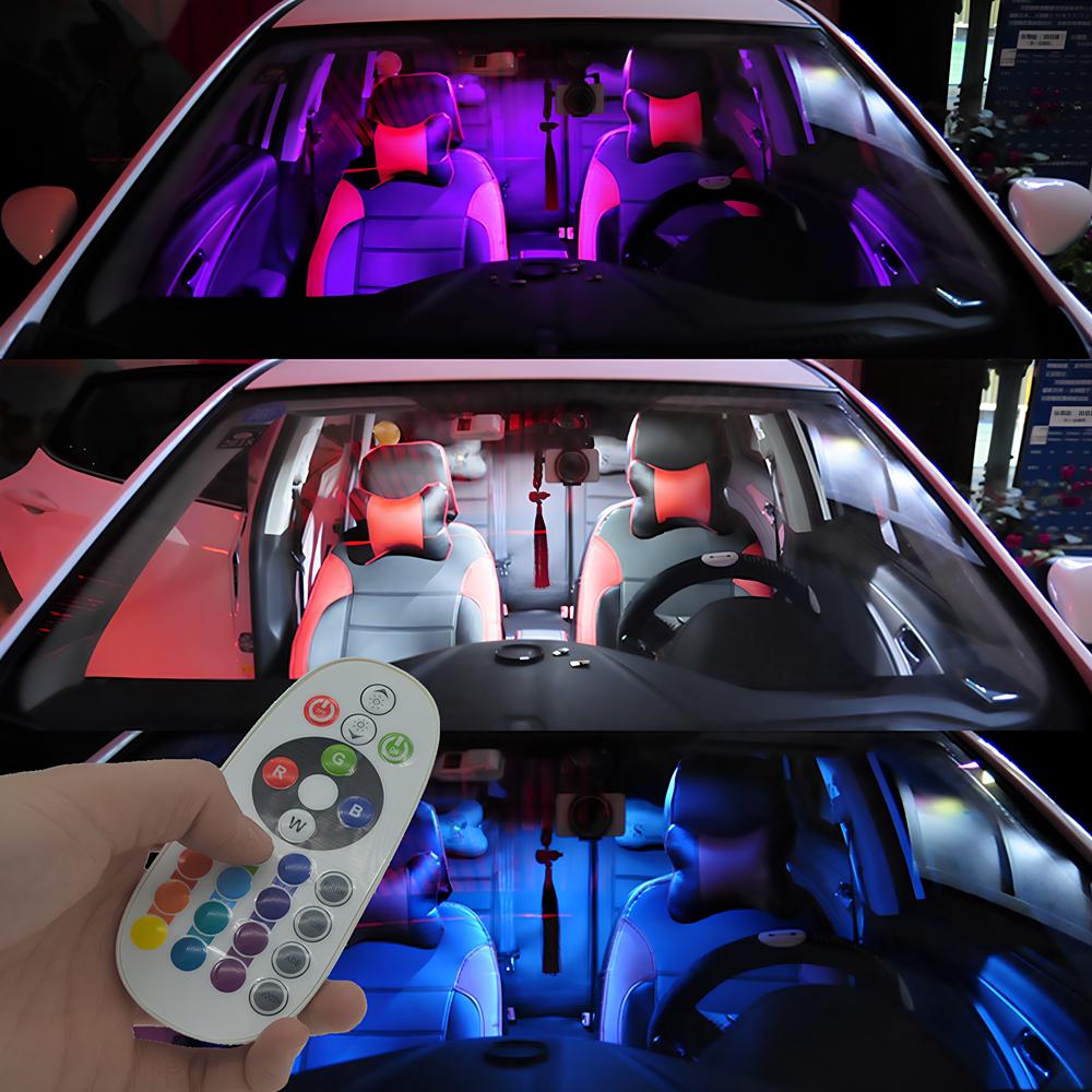 T10 RGB 12Led 15Led 24Led 36Led Car Led Remote Control Rgb Car Led Panel Interior Auto Lights Reading Dome Festoon BA9S Adapter DC 12v Light