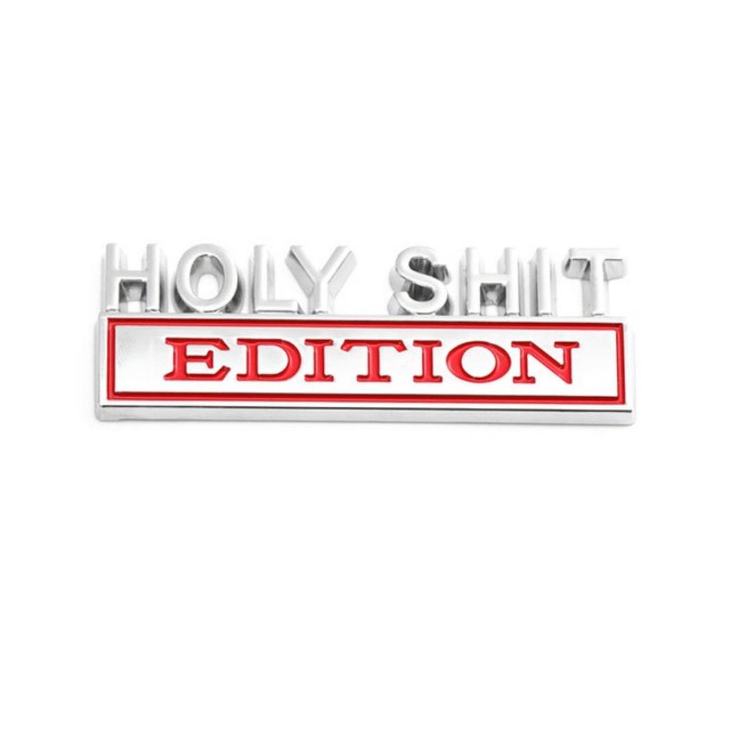 1Pc 3D Metal Holy Shit Edition Logo Car Front Grille Badge Side Fender Rear Trunk Emblem Sticker Decal