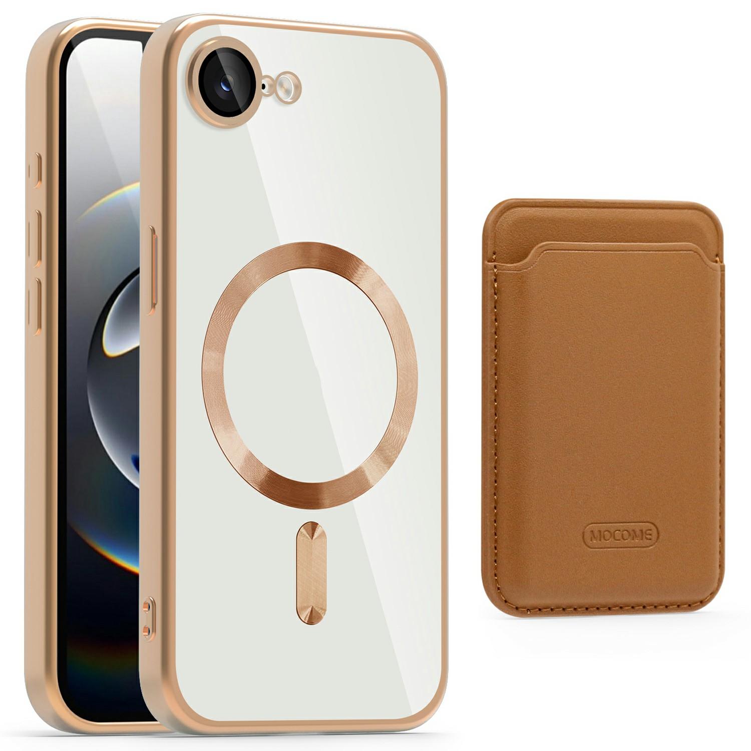 

For iPhone 16e Case Compatible with MagSafe TPU+PC Mobile Cover with Card Bag Brown