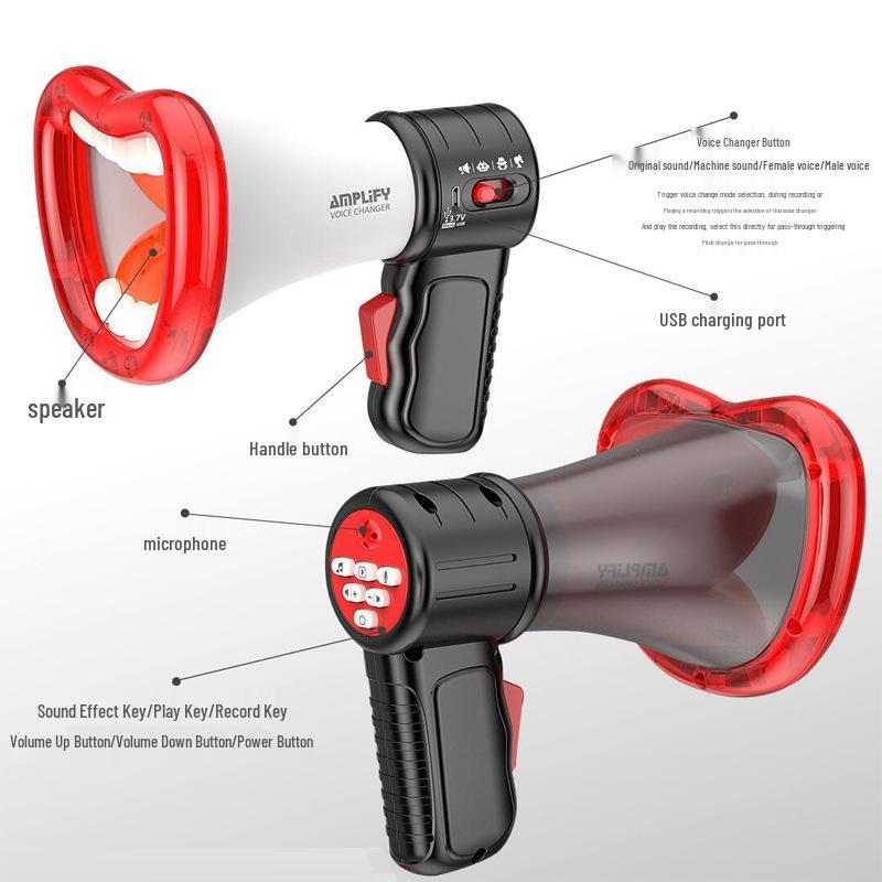 USB Charging Children's Megaphone Voice Changer Toy with Recording Feature