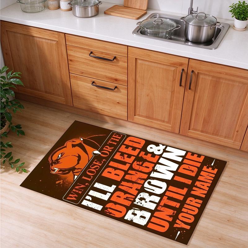 Cleveland Browns Customizable name kitchen floor mat easy to clean and wipe down Suitable for kitchens living rooms and entryways—a perfec