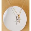 Yhpup High Quality Shiny CNC Cubic Zirconia Cross Pendant Necklace Gift Gold & Platinum Plated Delicate Fashion Collar Jewelry