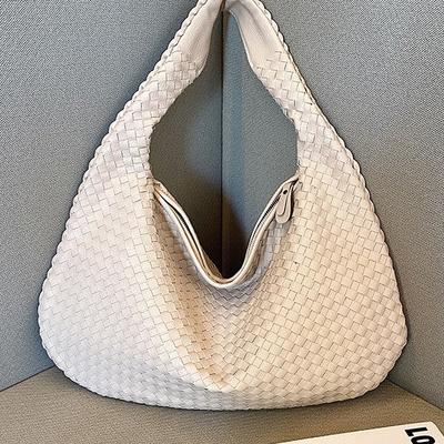 Borsa a tracolla grande e capiente, intrecciata a mano, alla moda, casual, semplice, da pendolare, da donna, Tide