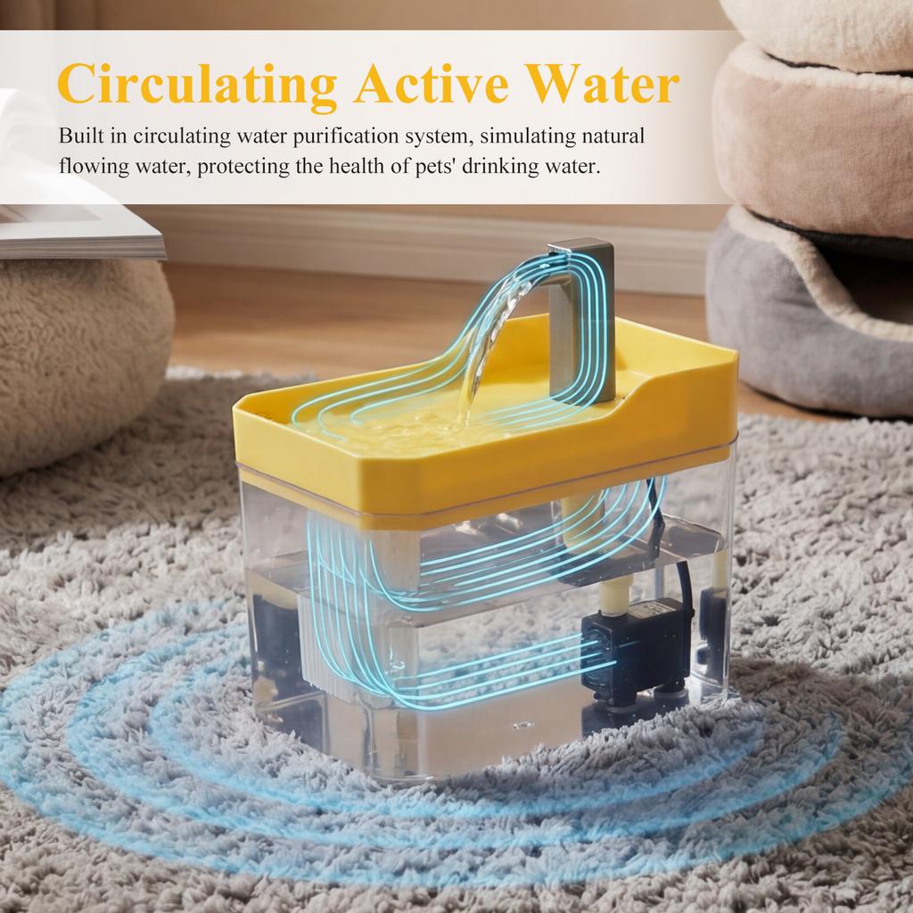 1.5L Cat Water Fountain Transparent Pet Auto Water Dispenser with Anti Slip Base Large Capacity Quiet Cat Water Feeder for Home