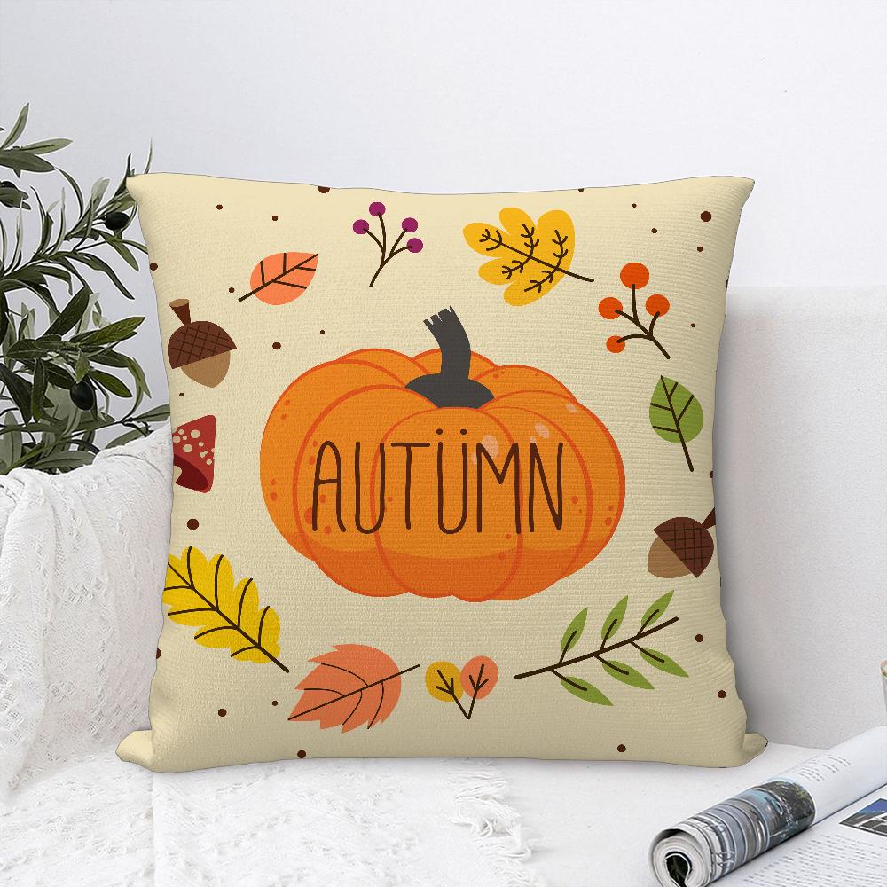 Autumn Maple Leaf Pumpkin Pillow Case Plush Fabric Soft  Pillowcase Double Sided Print Cushion Cover Household Gifts