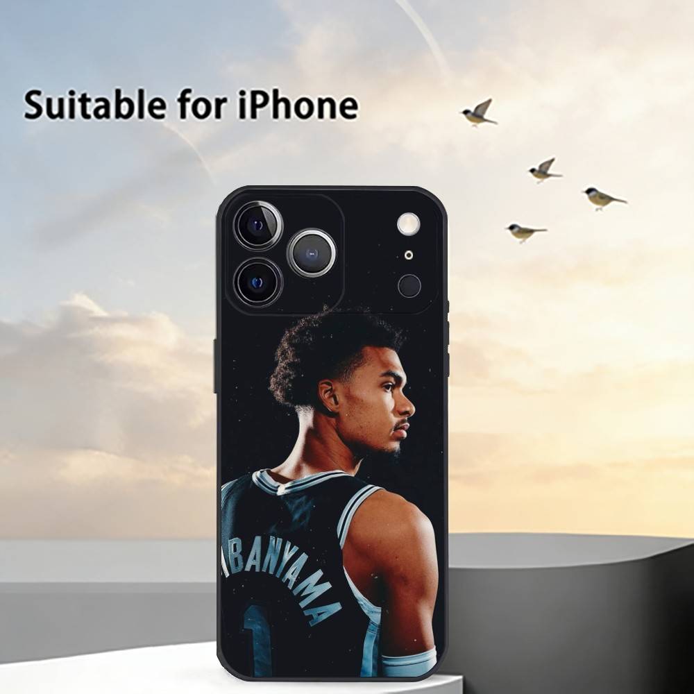 

Спортивный чехол для телефона Victor Wembanyama для iPhone 17, 16, 15, 14, 13, 12, 11 Plus, Pro Max, Другие Мягкий черный чехол iPhone16plus