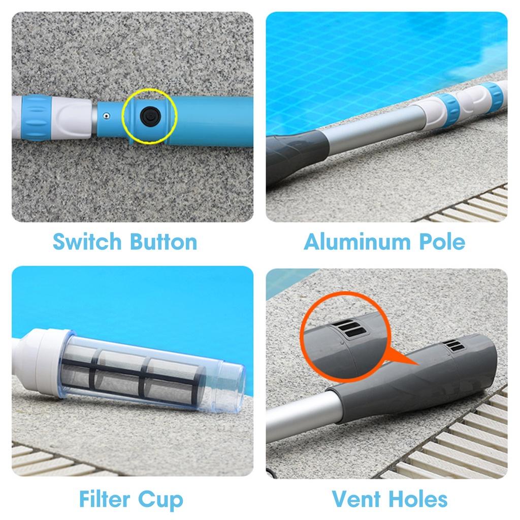 Aspiratore Ricaricabile per Piscina Portatile Senza Fili per Pulizia Fuori Terra Aspirapolvere per Piscina 9×106cm
