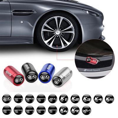 4 pièces Style de Voiture Valve d'Air pour Pneu de Roue Bouchon de Tige d'Air Badge Pour Ceed Sportage Rio Forte Cerato Forte Cadenza K1 K2 K3 K4 K5 K6 K9