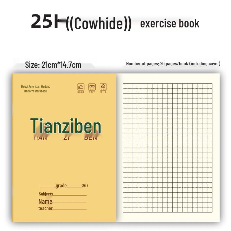 Kraft Paper Practice Notebook: 25K Chinese, Math, English & Pinyin with Tian Zi Ge for Primary Students