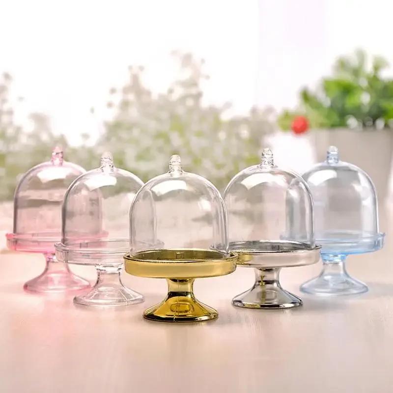 Transparente Plastik-Bonbonbox Mini Rund DIY Aufbewahrung Bonbonbox Kuchen Snackbox Geburtstagsgeschenk Dekorationsbox für Kinder