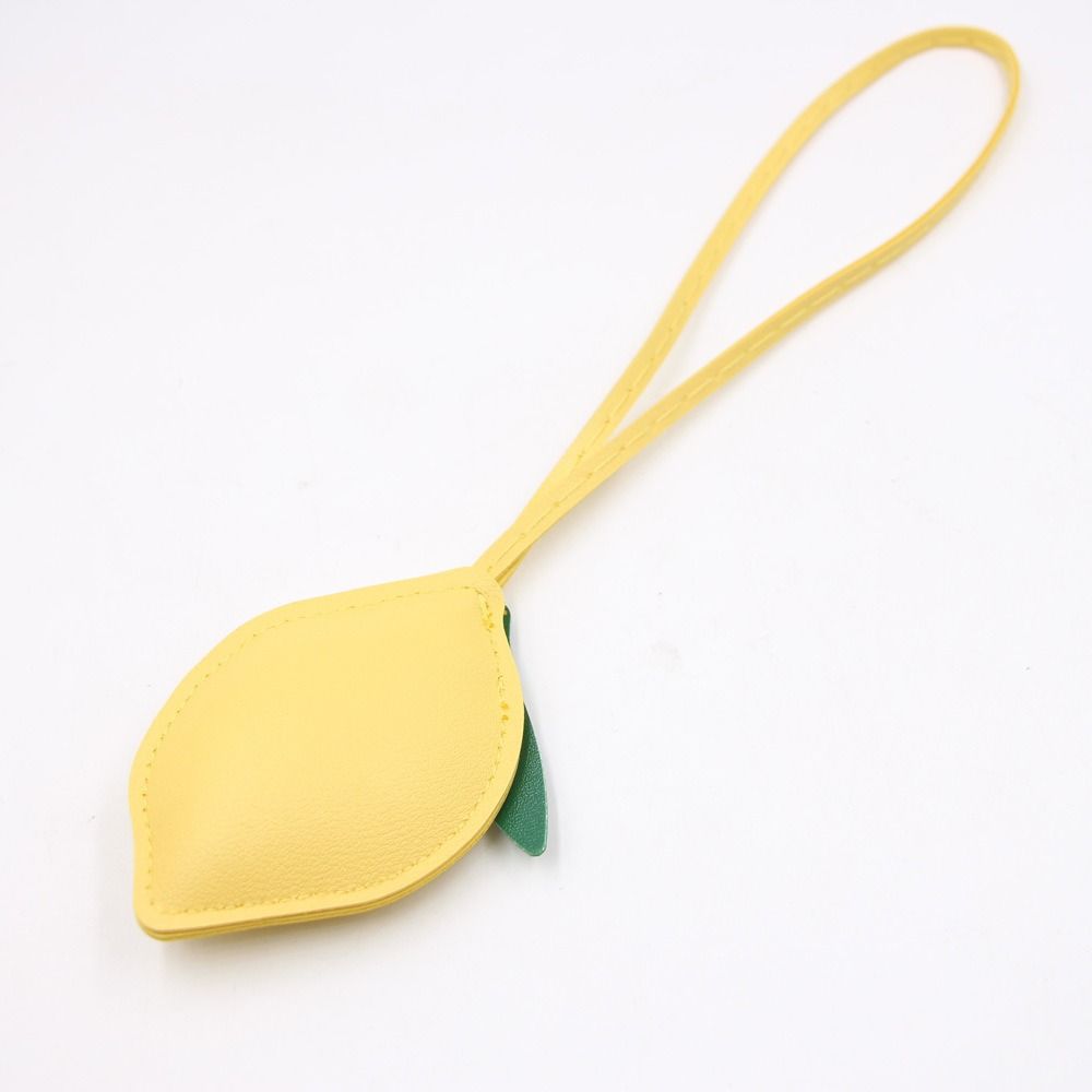 Car Keyring Lemon Keychain Fruit Bag Pendant Trendy PU Leather Hanger Car Accessory