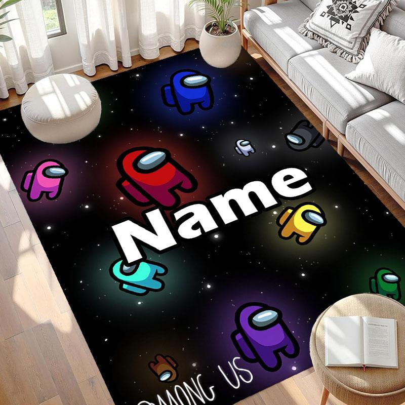 Custom Name Personalized Among Us Print Carpet, Versatile Home Decor Rug, for Playroom, Apartment, Balcony, Entryway, Hallway Gift