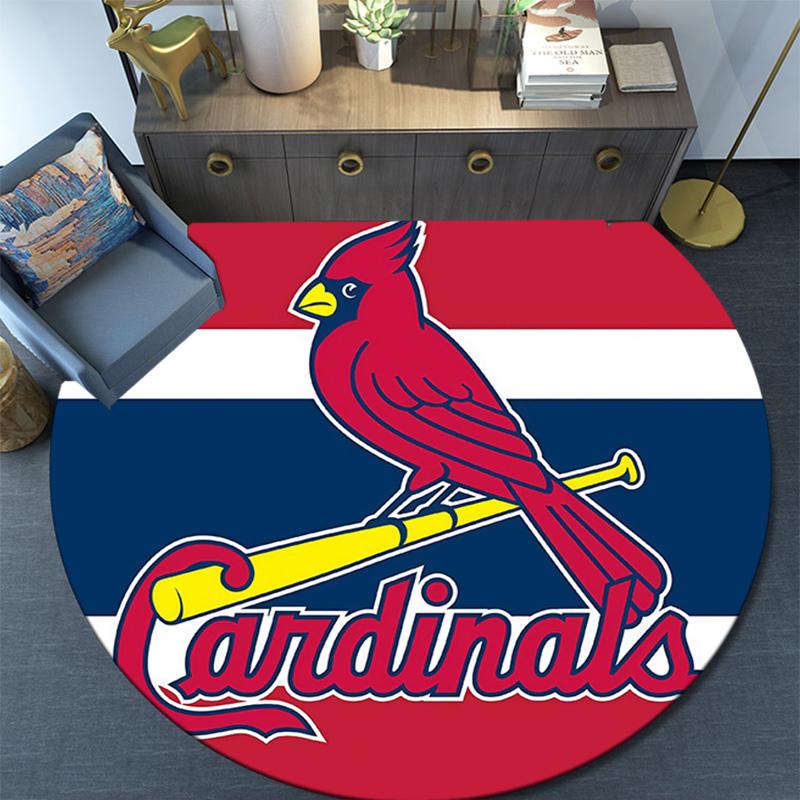 St.Louis Cardinals Round Area Rug,Carpet Rug for Living Room Bedroom Sofa Playroom Decor,Non-slip Floor Mat