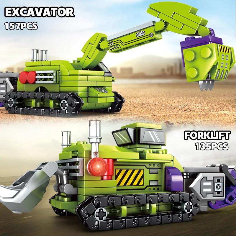 Non-Toxic 6 In 1 Deformation Car Assembly Building Blocks Transformation Rotots Vehicle Bricks Action Figure Children Puzzle Toys Gifts